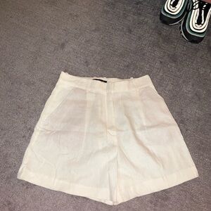 Zara Cream Bermuda Shorts High-Waisted Tailored